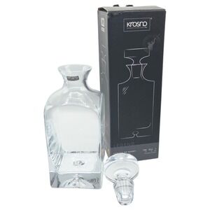 Krosno Glass Heavy Square‎ Decanter With Stopper Made In Poland 24.5oz 750ml NEW
